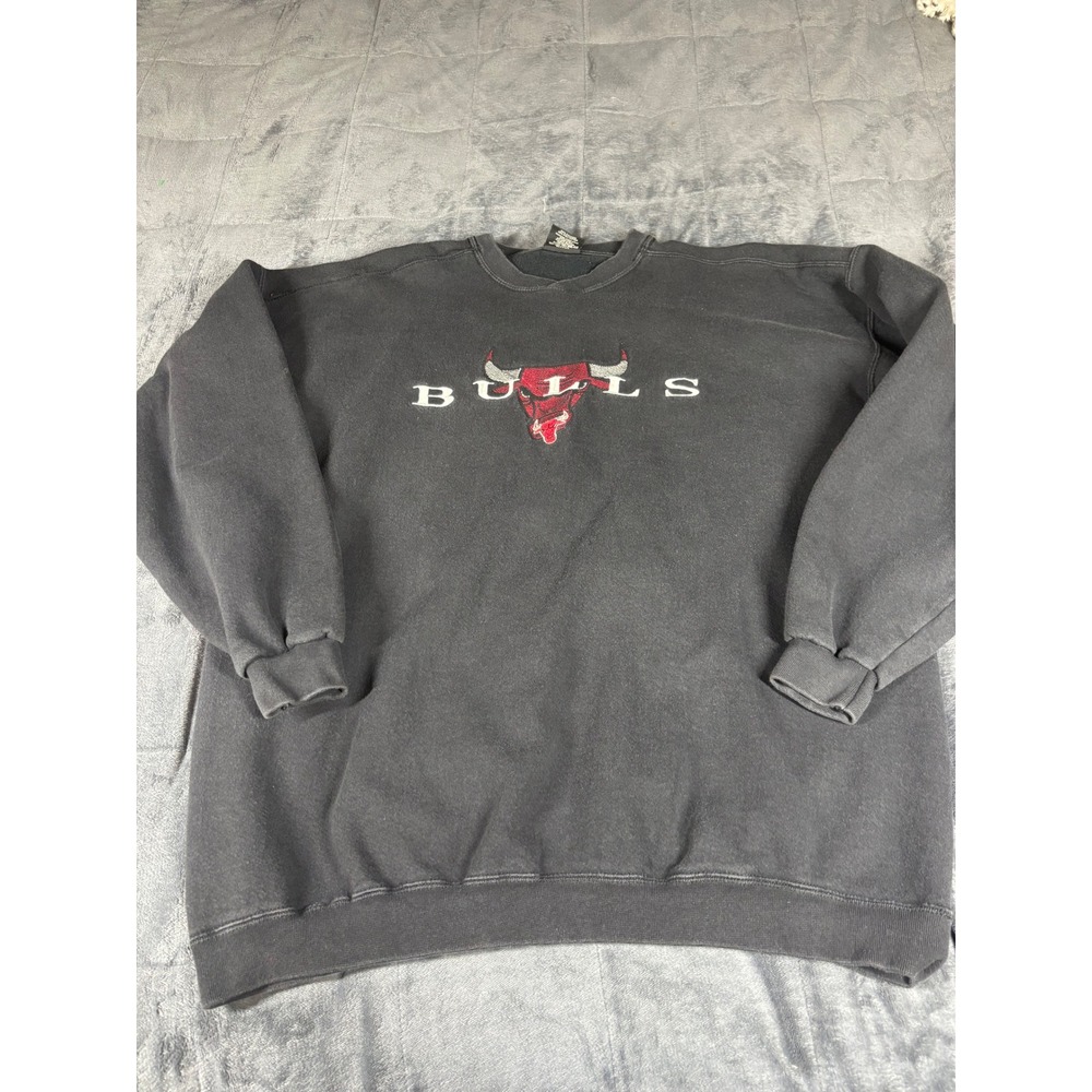 Vintage Starter Chicago Bulls Sweatshirt XL Black Embroidered NBA Made in USA‎